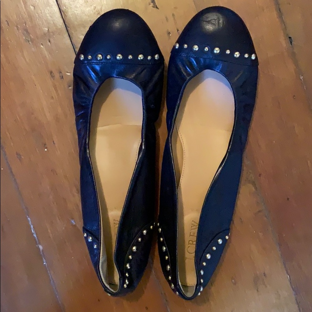 J. Crew Leather Studded Ballet Flats